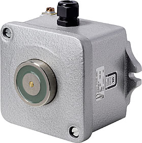 Explosion-proof door holding mg., on-wall mount, max. 588 N, w/o keeper plate.