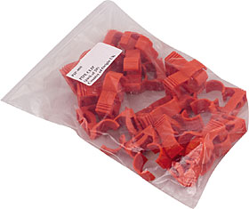 Red 25mm x 3/4" pipe clip, bagged, pack of 20 pcs.