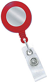 Round plastic clip-on badge reel Red