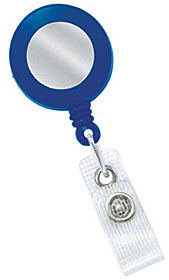 Round plastic clip-on badge reel Blue