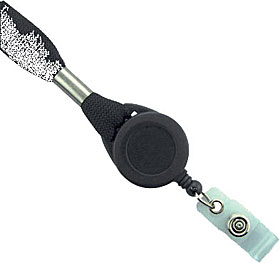 Lanyard with badge-reel and a clip, black