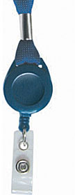 Lanyard with badge-reel and a clip, blue