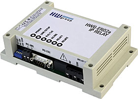 IP Relay HWg-ER02a, převodník sér. lin/RS-232/485+2x přep. relé s kont. 230V/16A