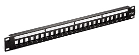 Patch panel 24 ports CAT6A STP, keystone jack snap-in type