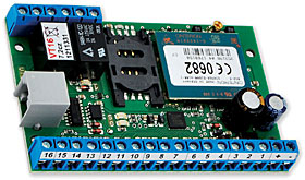 Plošný spoj GSM brány se 16-ti vstupy / 2-mi reléovými výstupy pro SMS