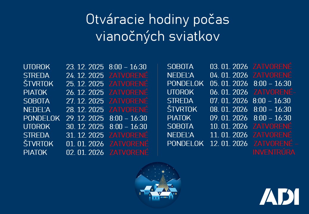 OTVÁRACIE HODINY POČAS VIANOČNÝCH SVIATKOV